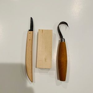 Wood carving set with soft carving block